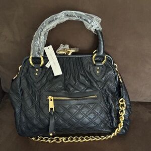 Marc Jacobs Black Quilted Shoulder Bag with Gold Chain